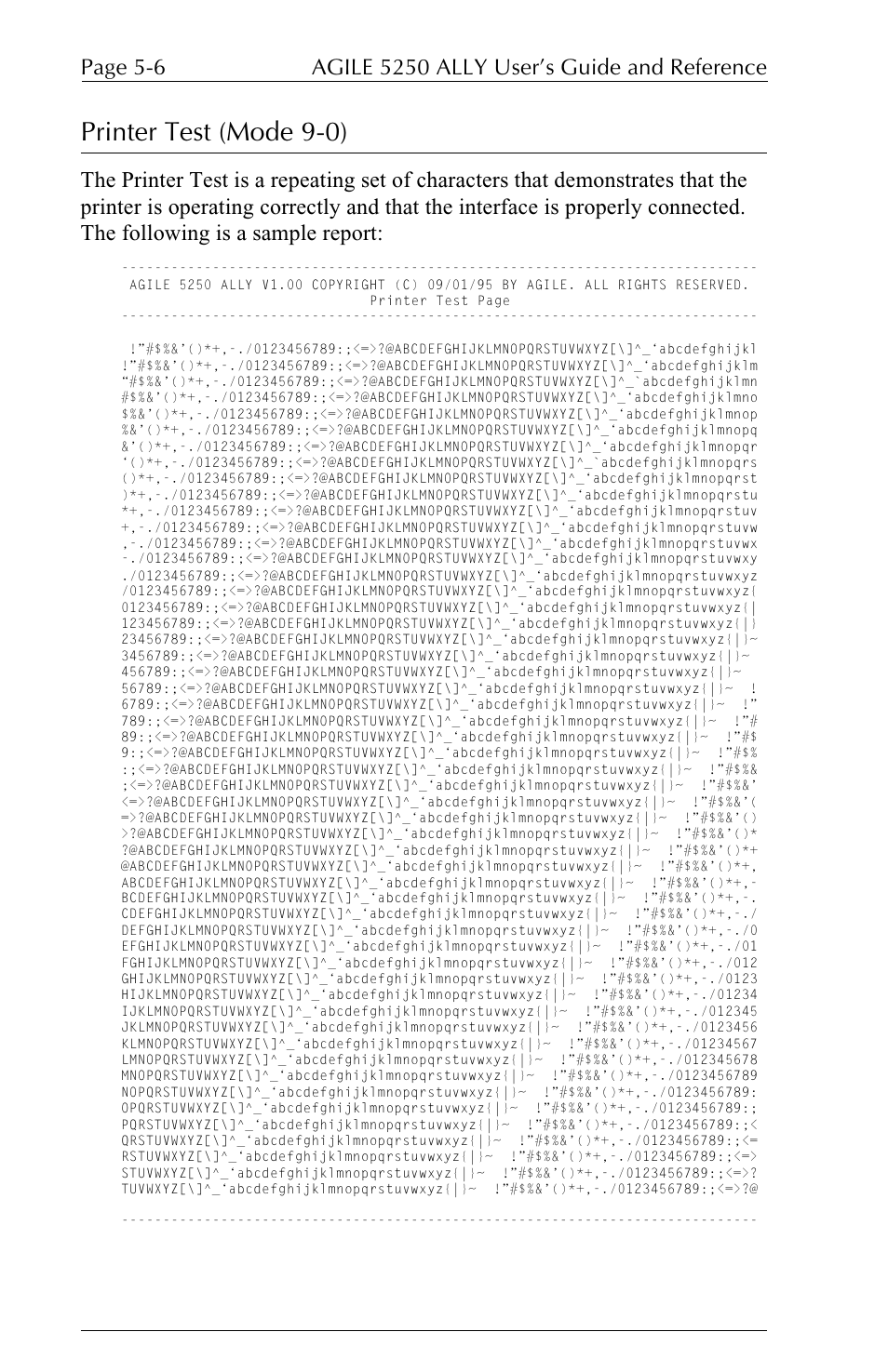 Printer test (mode 9-0) | I-Data 5250 ALLY User Manual | Page 128 / 240