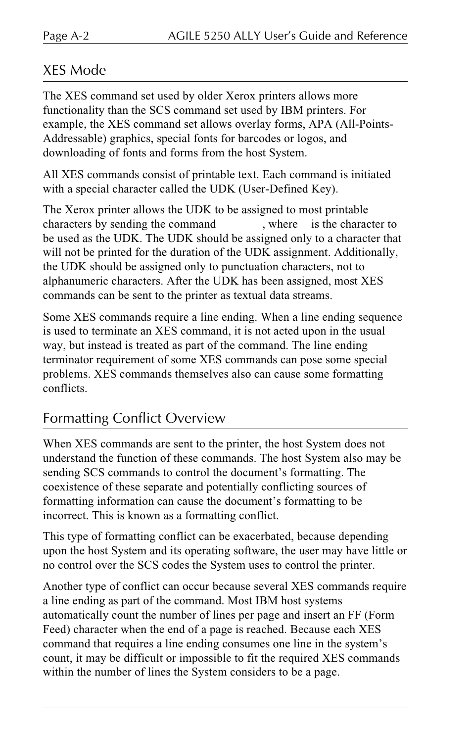 Xes mode, Formatting conflict overview | I-Data 5250 ALLY User Manual | Page 164 / 240