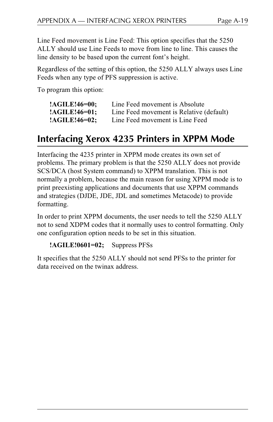 Interfacing xerox 4235 printers in xppm mode | I-Data 5250 ALLY User Manual | Page 181 / 240