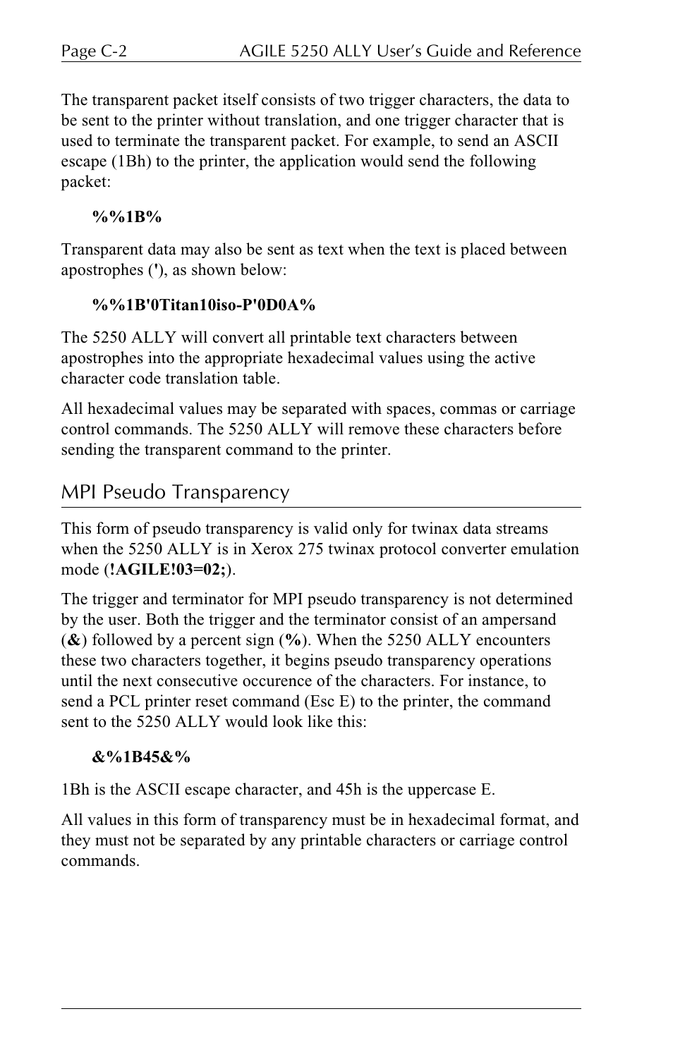 Mpi pseudo transparency | I-Data 5250 ALLY User Manual | Page 230 / 240
