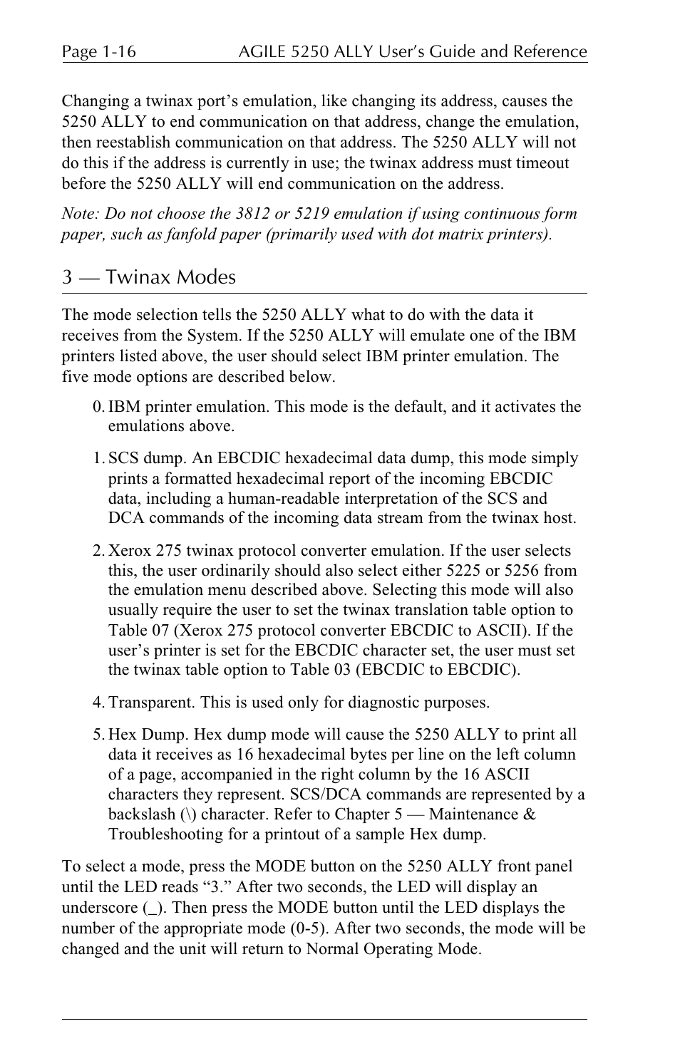 3  twinax modes | I-Data 5250 ALLY User Manual | Page 38 / 240
