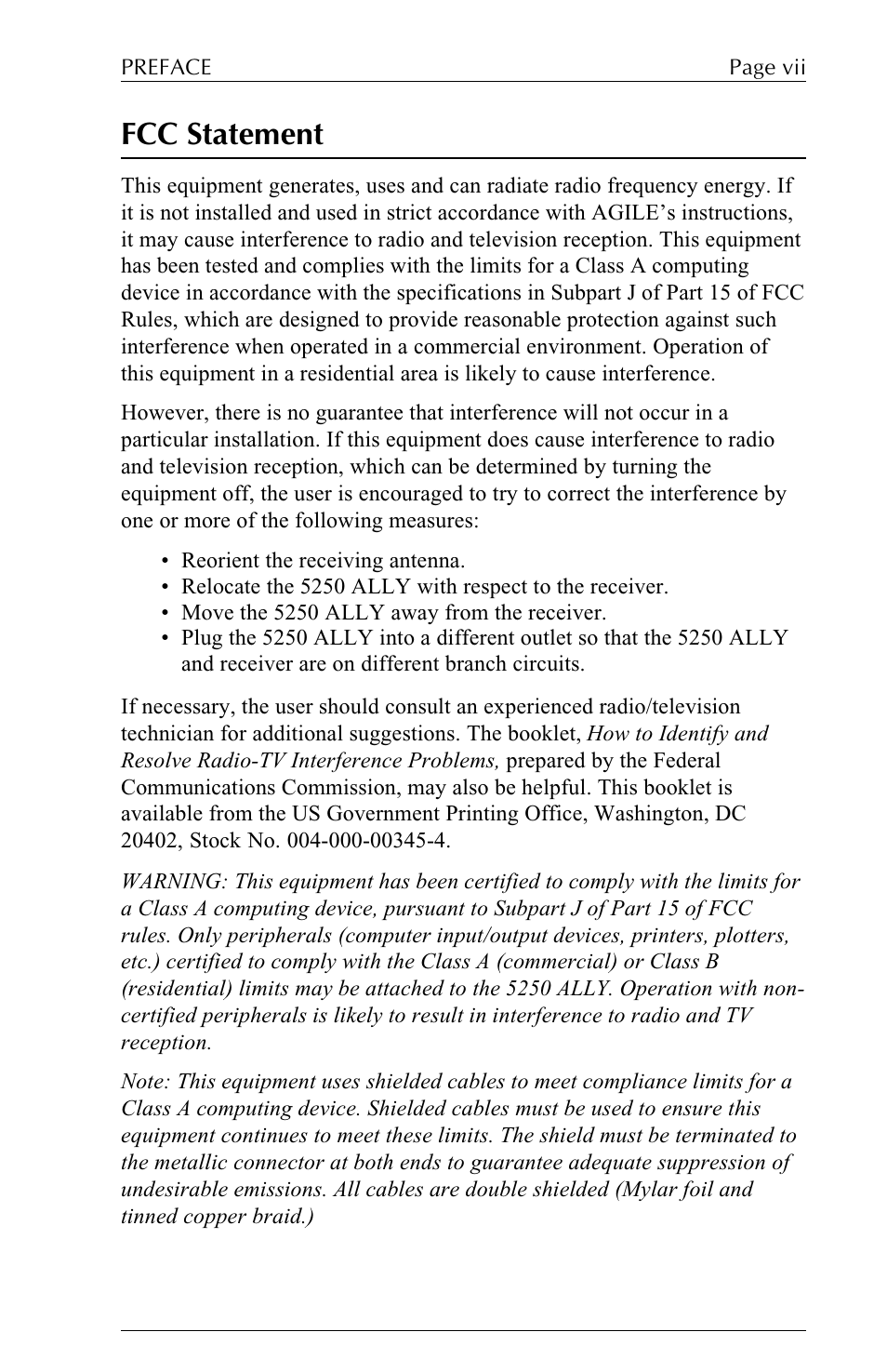 Fcc statement | I-Data 5250 ALLY User Manual | Page 7 / 240