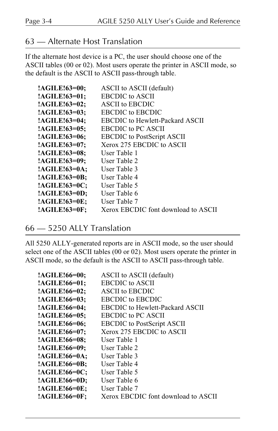 63  alternate host translation | I-Data 5250 ALLY User Manual | Page 72 / 240