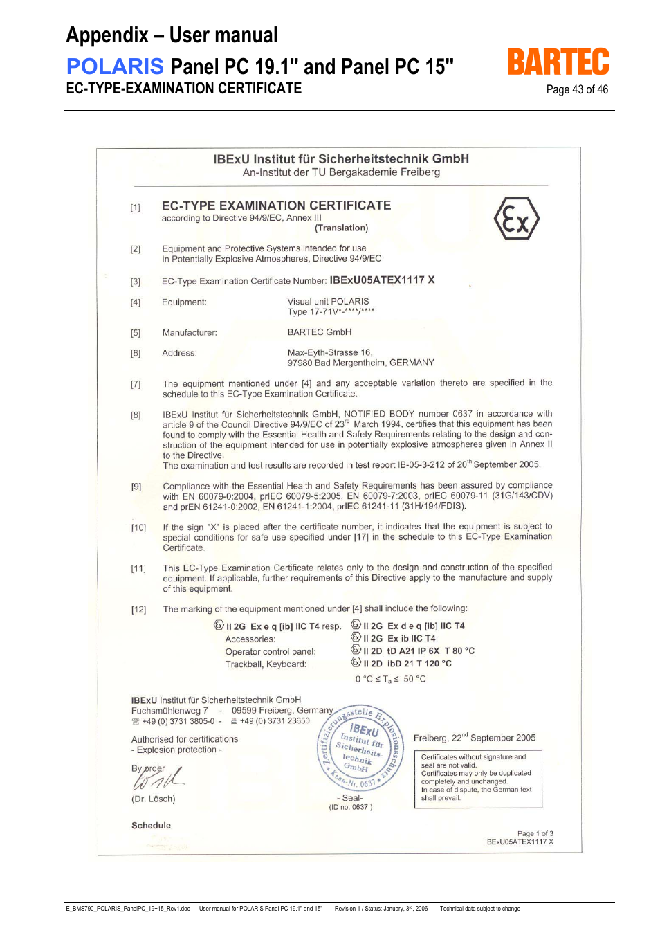 Ec-type-examination certificate | I-Data POLARIS Panel PC 19.1" User Manual | Page 43 / 46