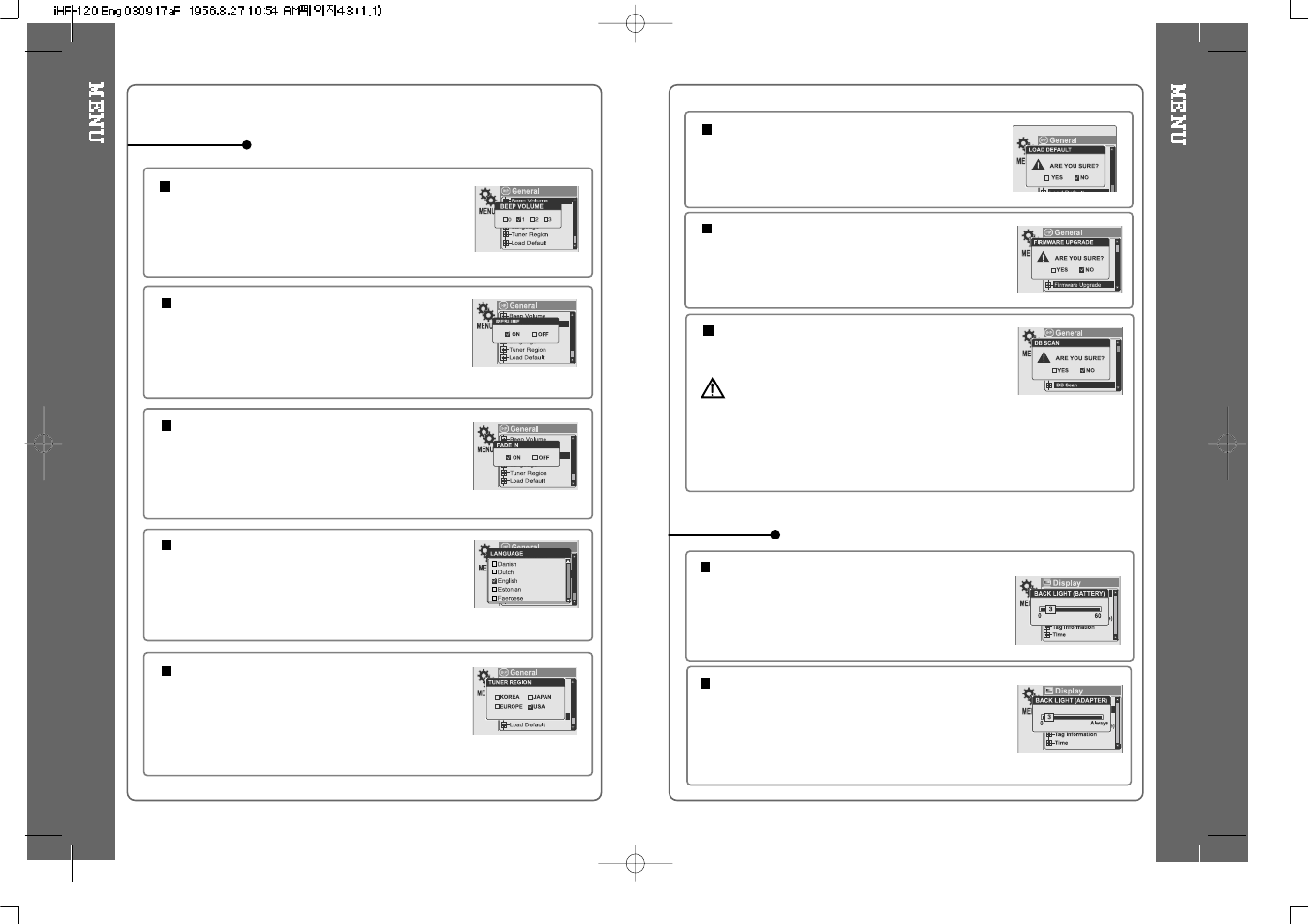 General, Display | iRiver HP-120 User Manual | Page 22 / 30