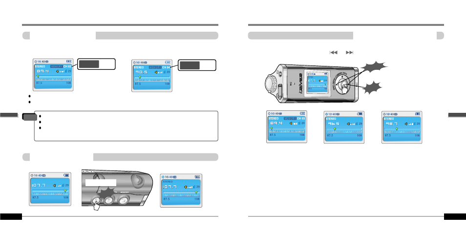 Listening to the fm radio | iRiver IFP-1000 User Manual | Page 19 / 44
