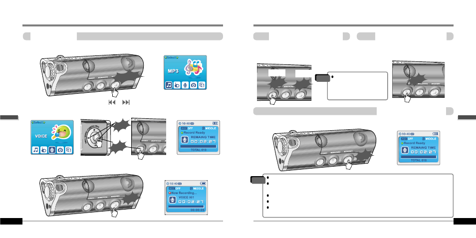 Recording voice | iRiver IFP-1000 User Manual | Page 21 / 44