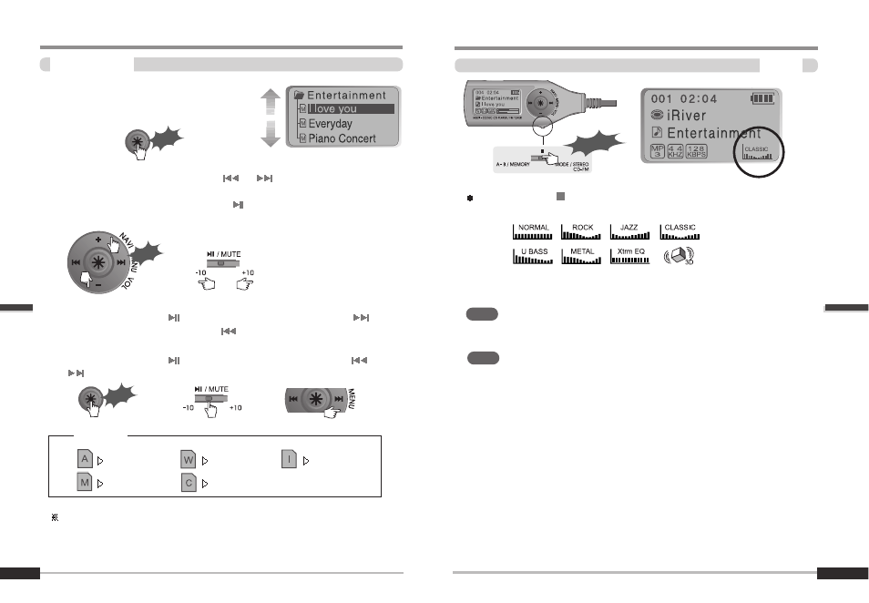 Navigation mode, Eq mode | iRiver iMP-900 User Manual | Page 14 / 36