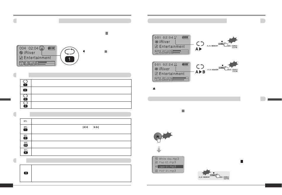 Playback mode, Interval repeat / reservation | iRiver iMP-900 User Manual | Page 15 / 36