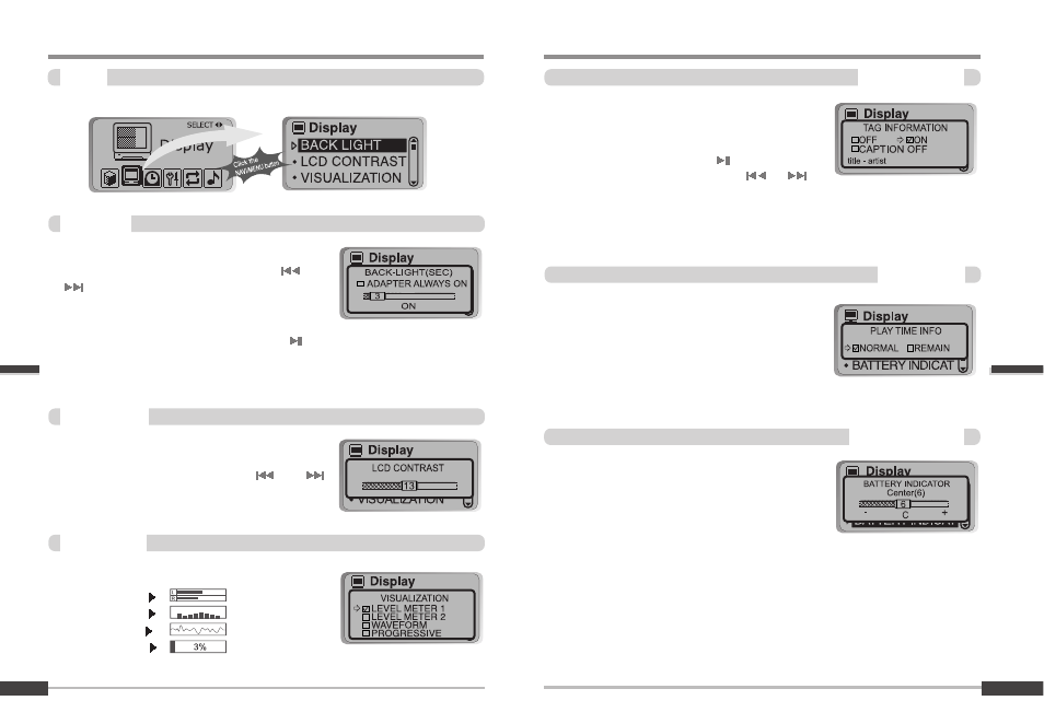 Menu-display | iRiver iMP-900 User Manual | Page 22 / 36