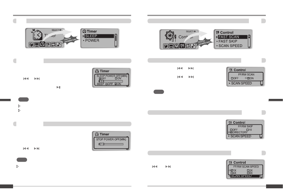 Menu-timer), Menu-control | iRiver iMP-900 User Manual | Page 23 / 36