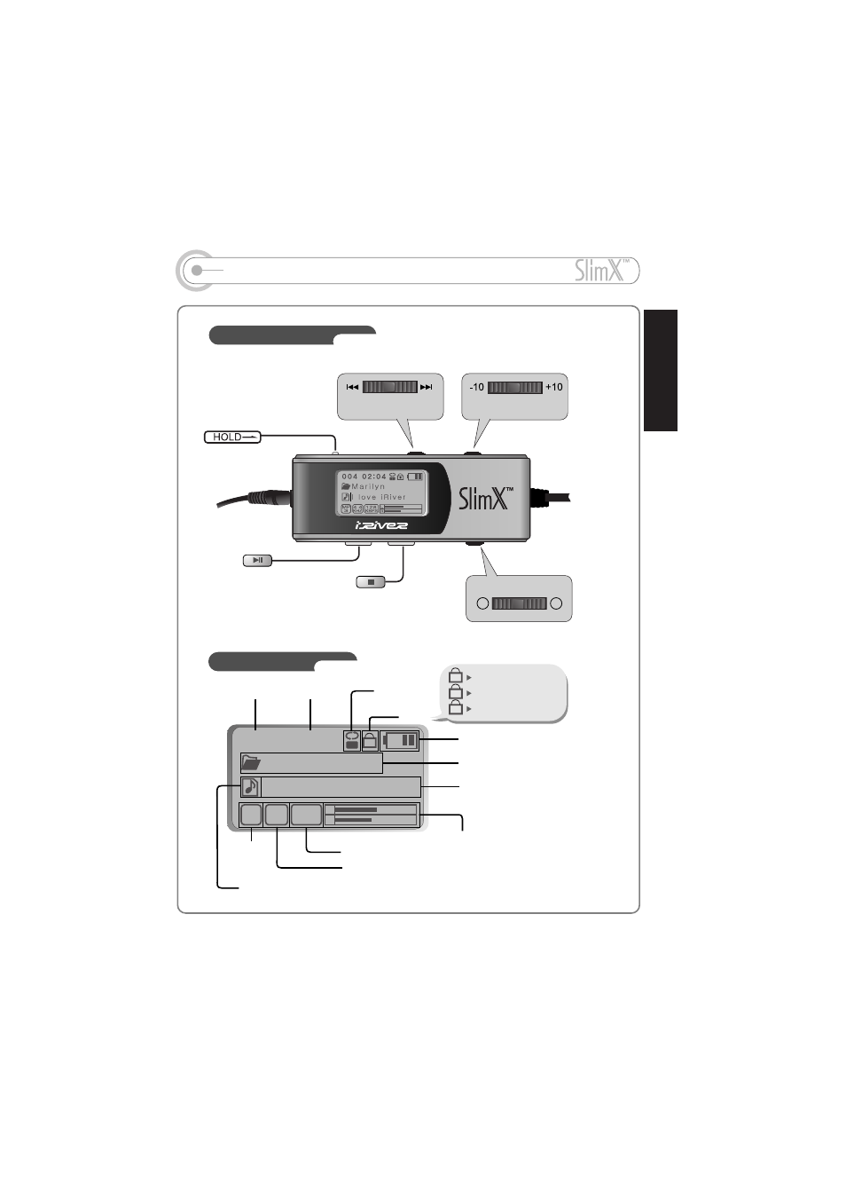 Locating the controls (remote control), Marilyn | iRiver iMP-350 User Manual | Page 7 / 44
