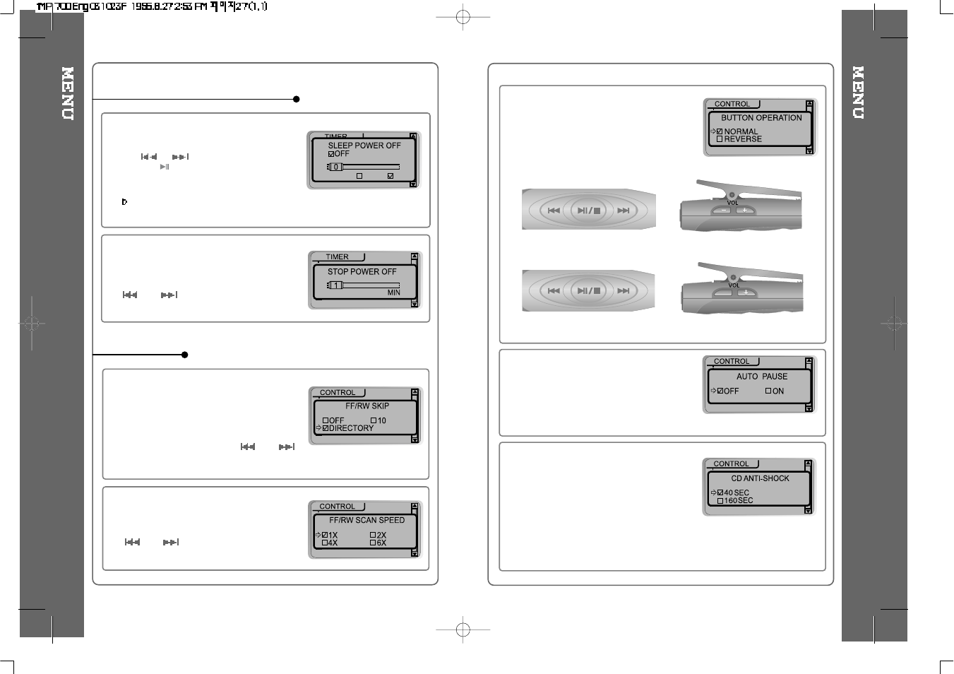Timer (set auto power off), Control | iRiver iMP-700 User Manual | Page 14 / 28