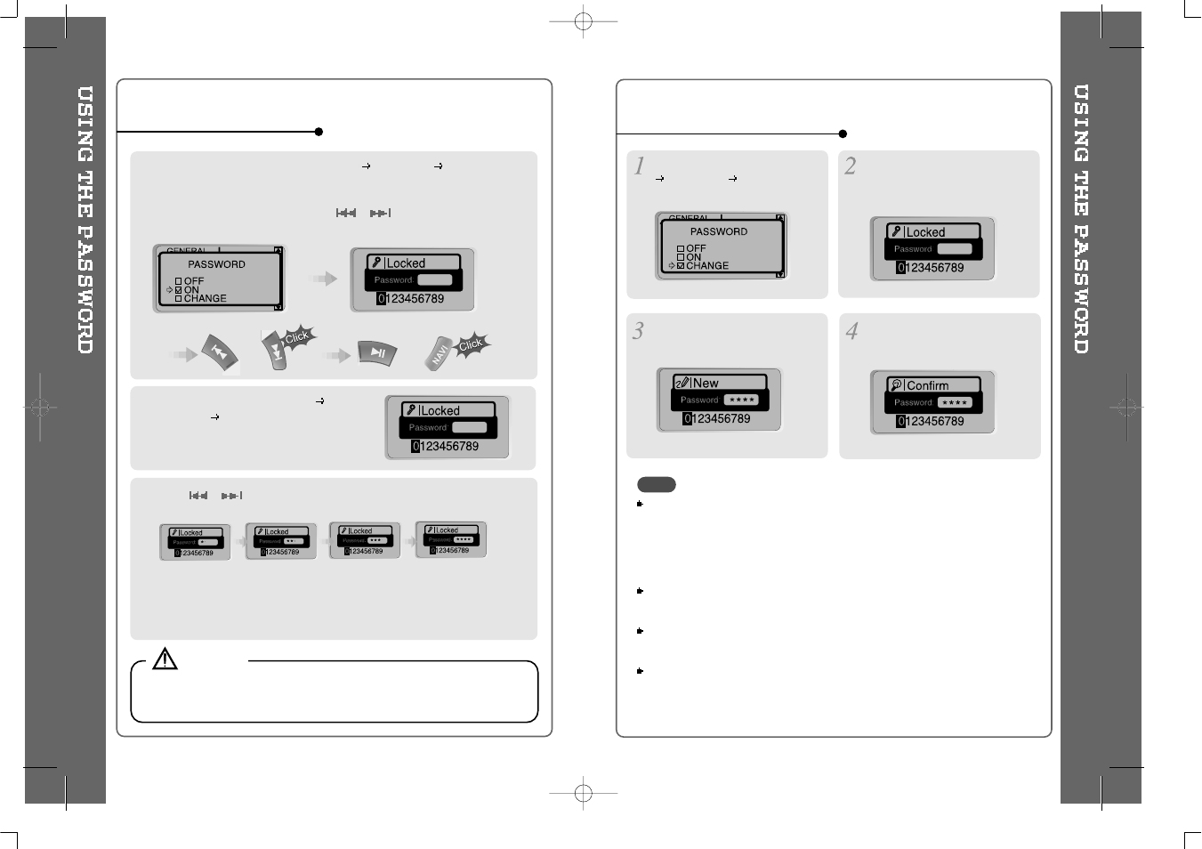 Setting the password, Changing the password | iRiver iMP-700 User Manual | Page 17 / 28