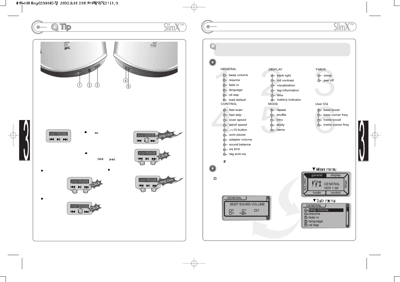 Menu (function controls), Player’s controls | iRiver iMP-400 User Manual | Page 11 / 23