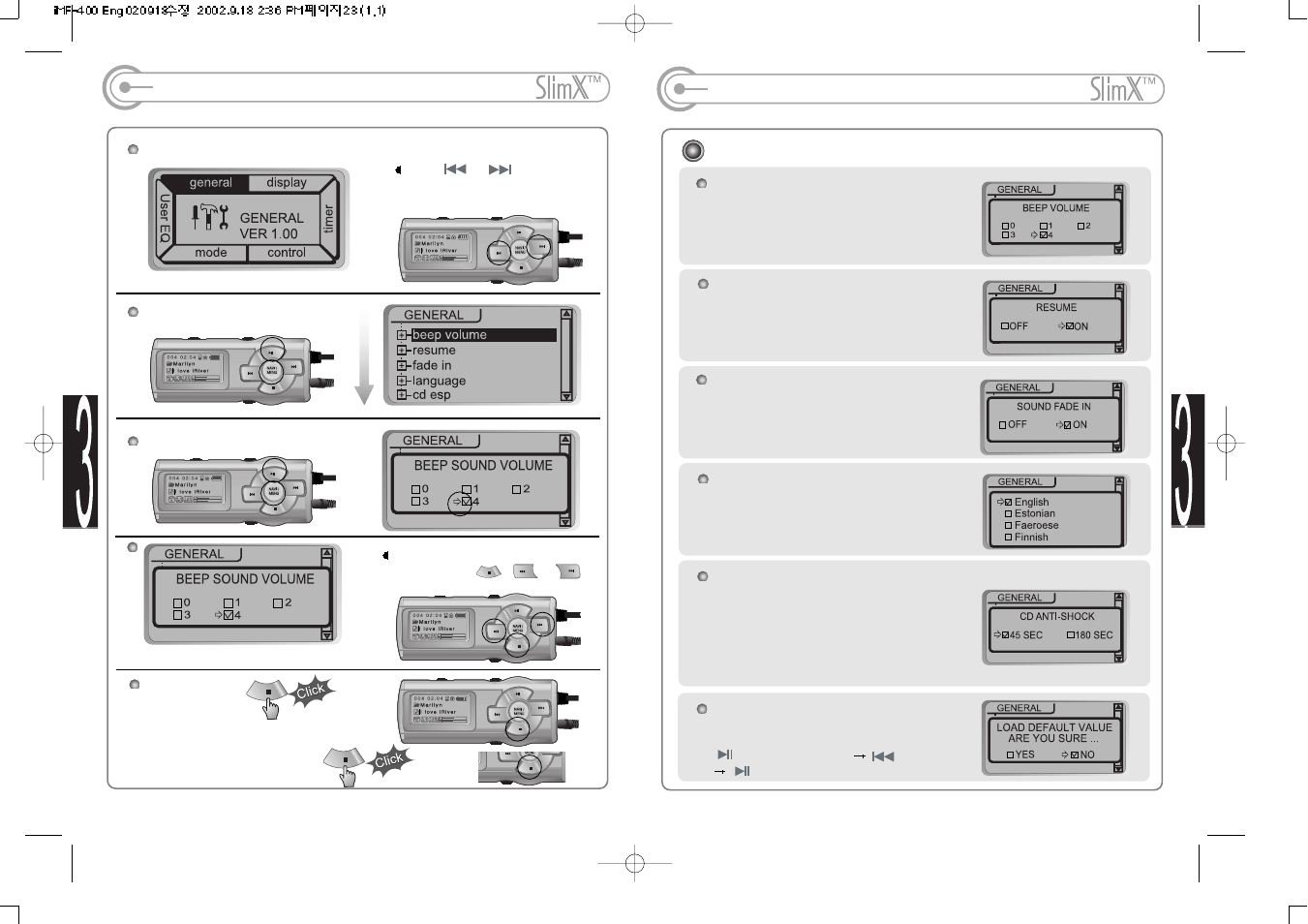 Menu(general), Menu (function controls), General | iRiver iMP-400 User Manual | Page 12 / 23