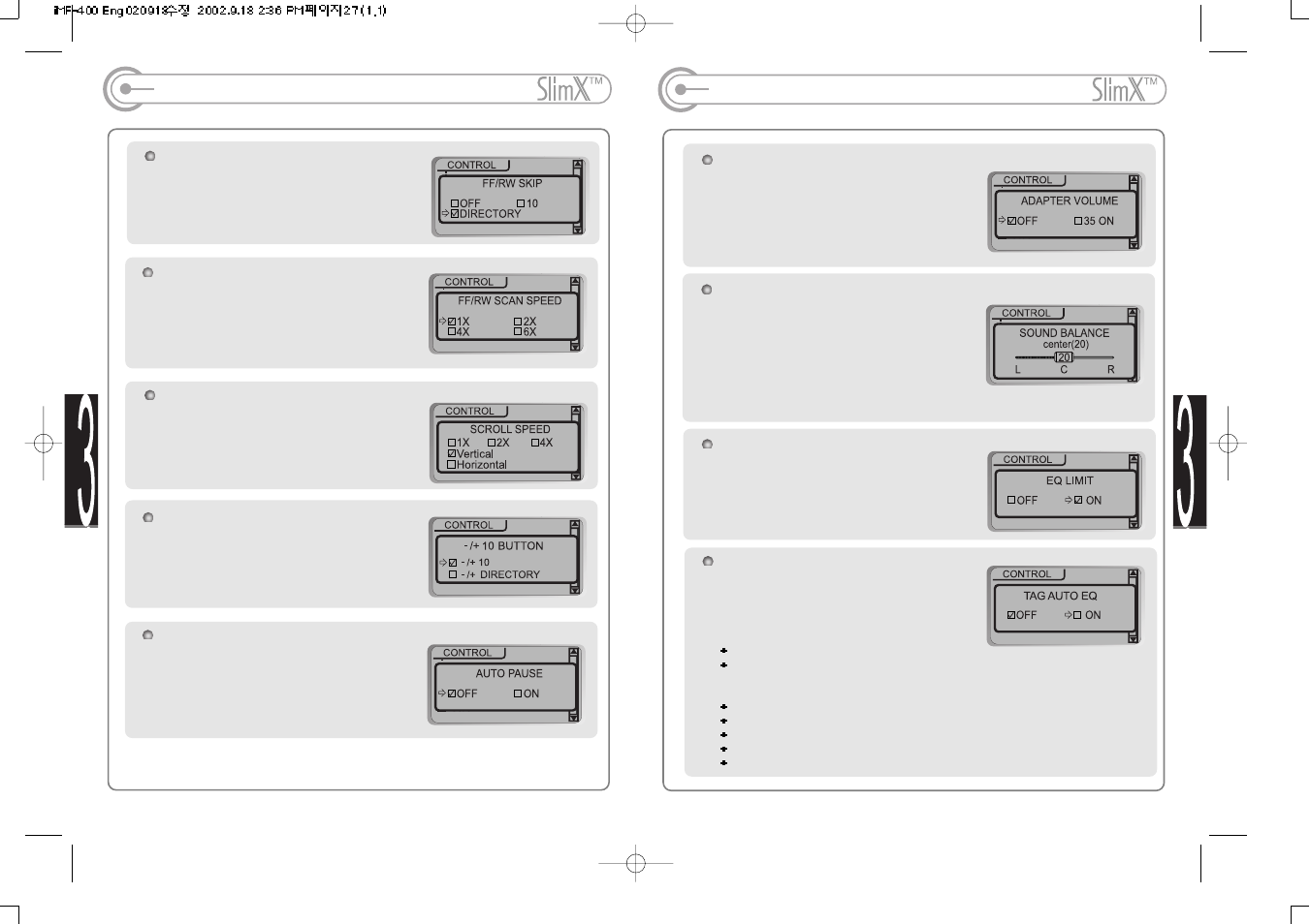 Menu(control) | iRiver iMP-400 User Manual | Page 14 / 23