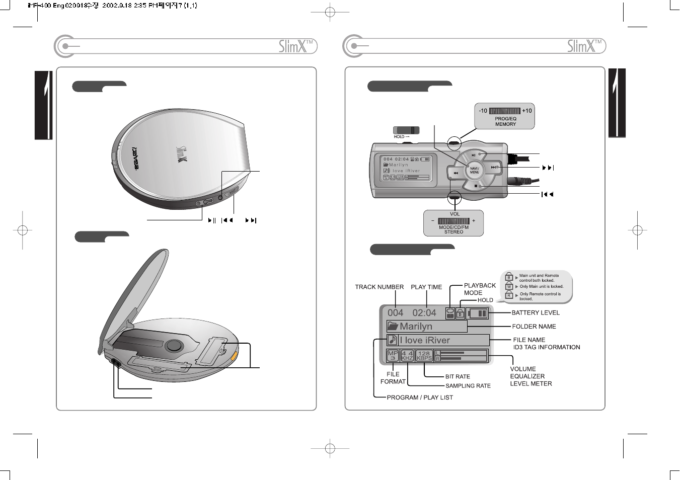 Locating controls(player), Locating controls(remote control) | iRiver iMP-400 User Manual | Page 4 / 23