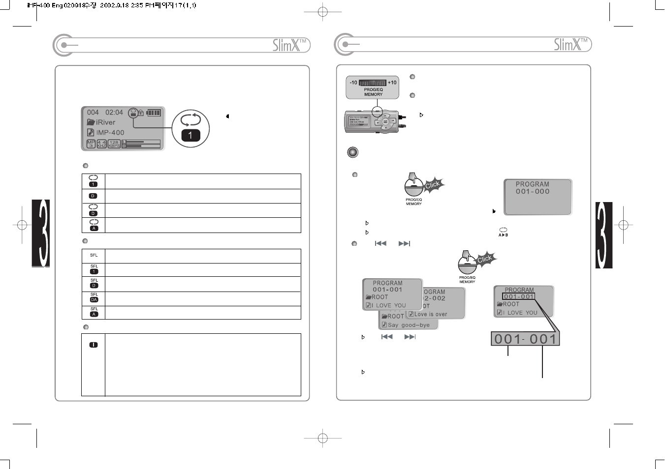 Program mode, Mode | iRiver iMP-400 User Manual | Page 9 / 23