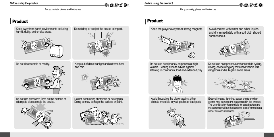 Product safety instructions | iRiver T20 User Manual | Page 4 / 37