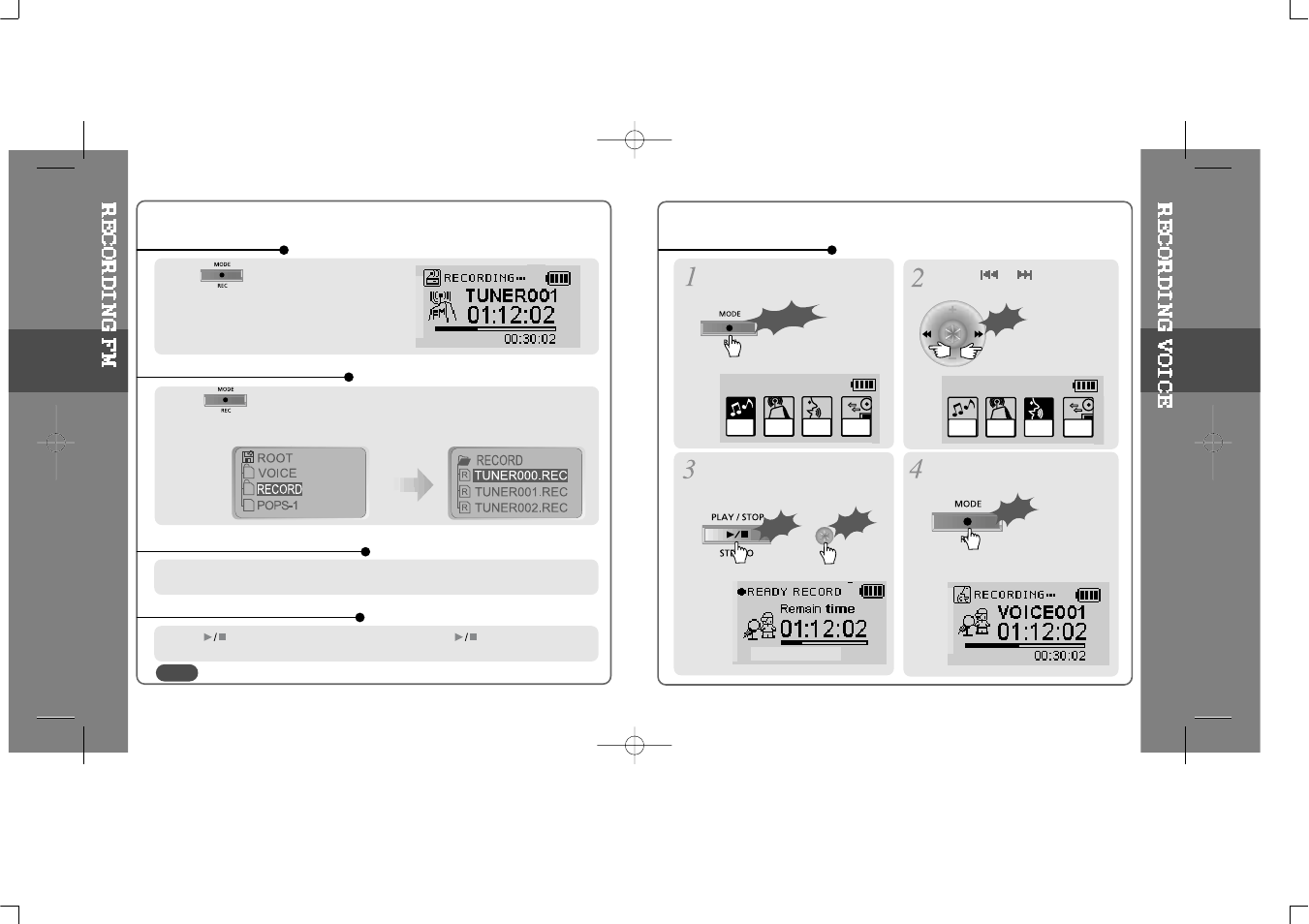 Recording voice | iRiver iFP-500 Series User Manual | Page 12 / 51