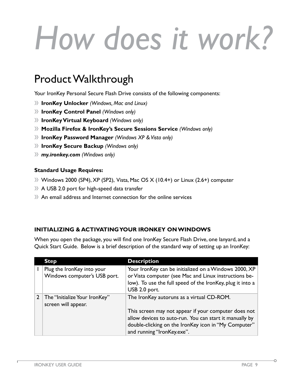 How does it work, Product walkthrough | IronKey Personal User Manual | Page 10 / 32
