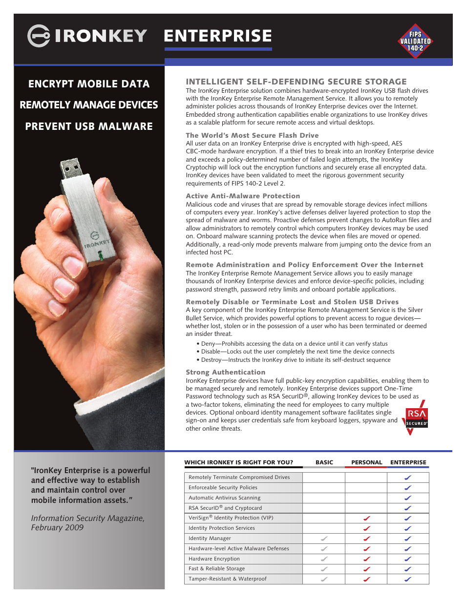 IronKey USB Flash Drives User Manual | 2 pages