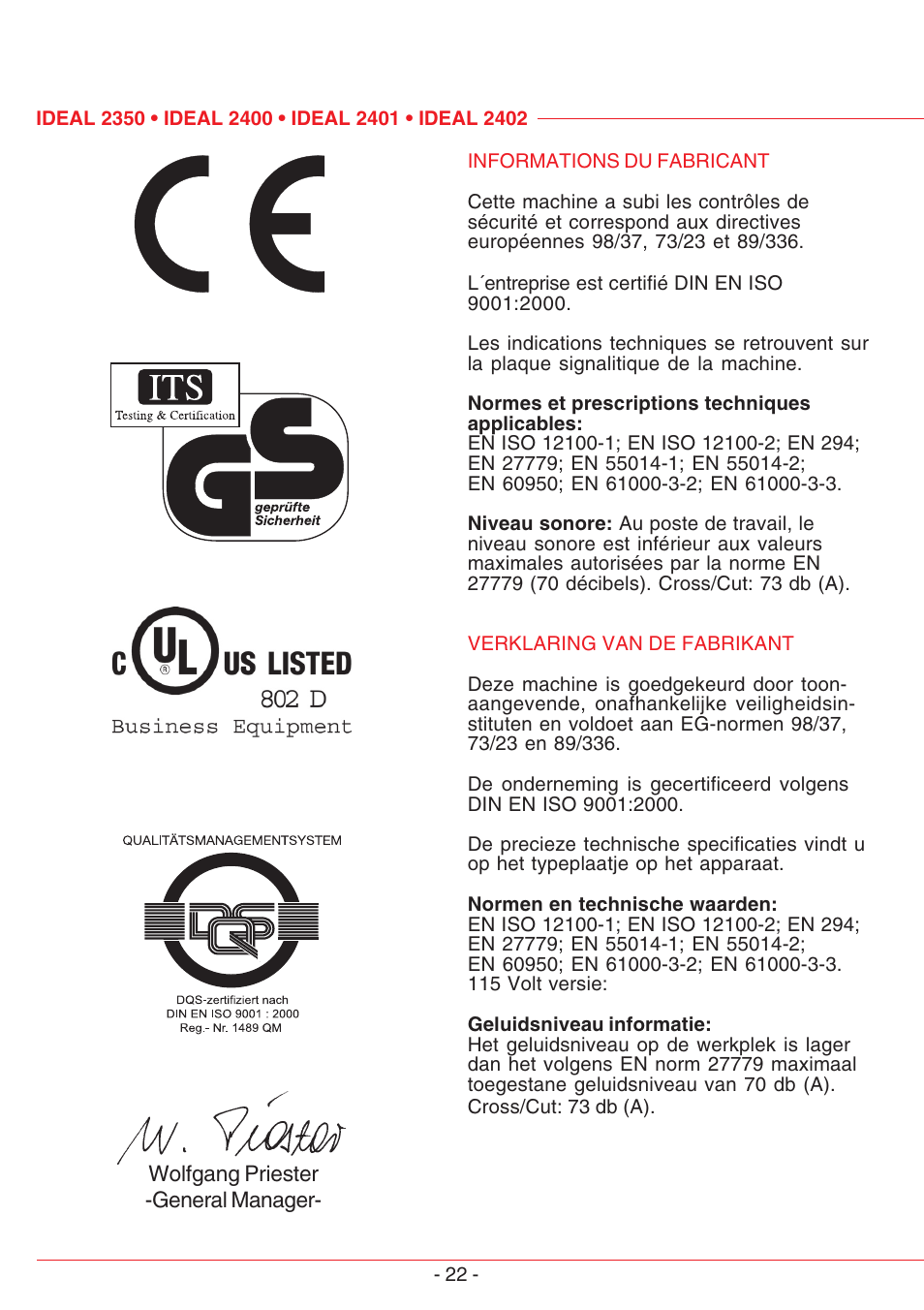 IDEAL INDUSTRIES IDEAL 2402 User Manual | Page 22 / 24