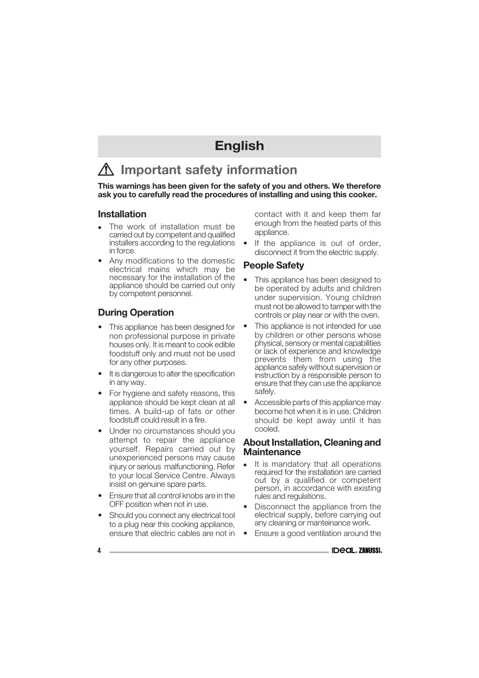 English, Important safety information | IDEAL INDUSTRIES IZGS 68 ICTX User Manual | Page 4 / 20