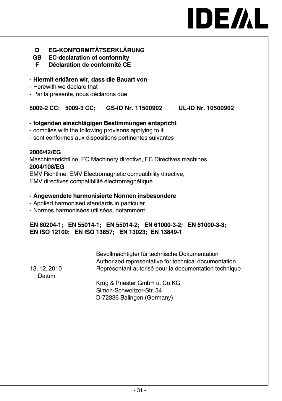 IDEAL INDUSTRIES IDEAL 5009-2 User Manual | Page 31 / 32