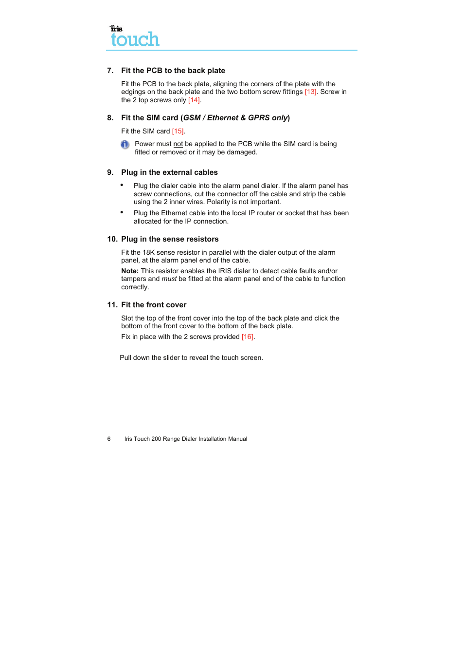 I.R.I.S. Touch 200 User Manual | Page 11 / 20