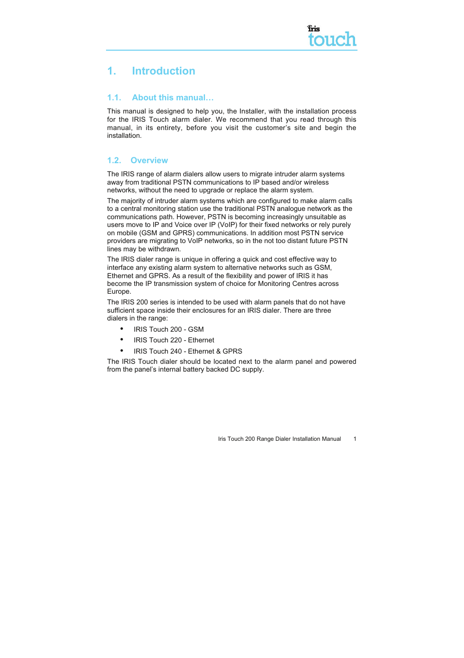 Introduction | I.R.I.S. Touch 200 User Manual | Page 6 / 20