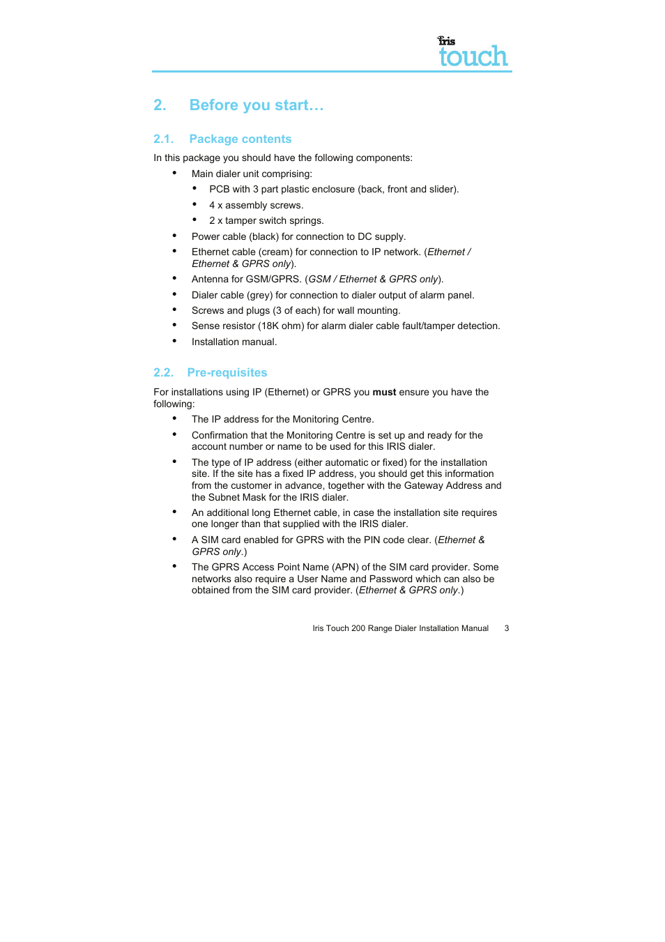 Before you start | I.R.I.S. Touch 200 User Manual | Page 8 / 20