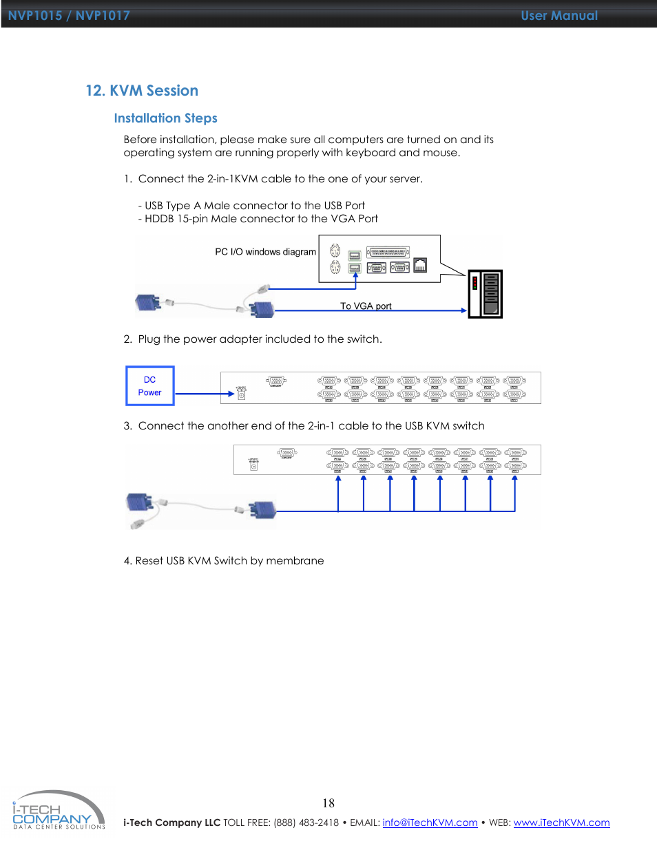 Kvm session | I-Tech Company NVP1017 User Manual | Page 19 / 33