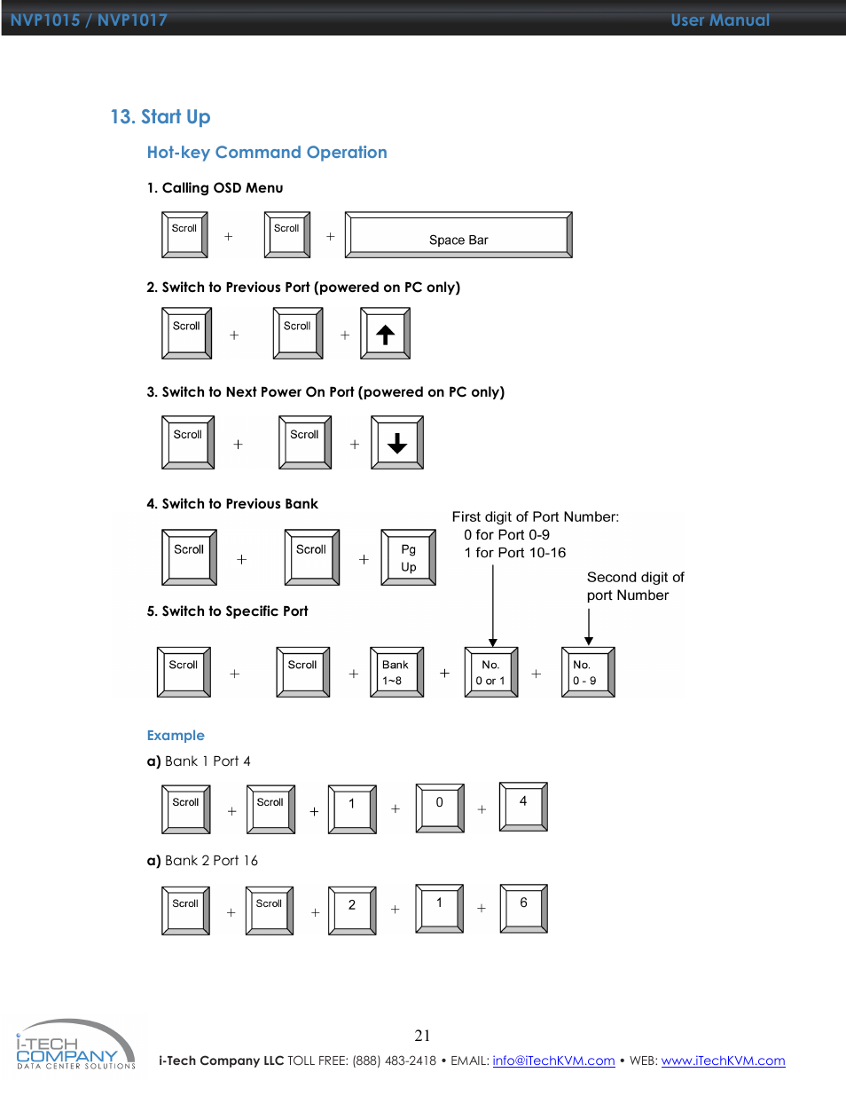 Start up | I-Tech Company NVP1017 User Manual | Page 22 / 33