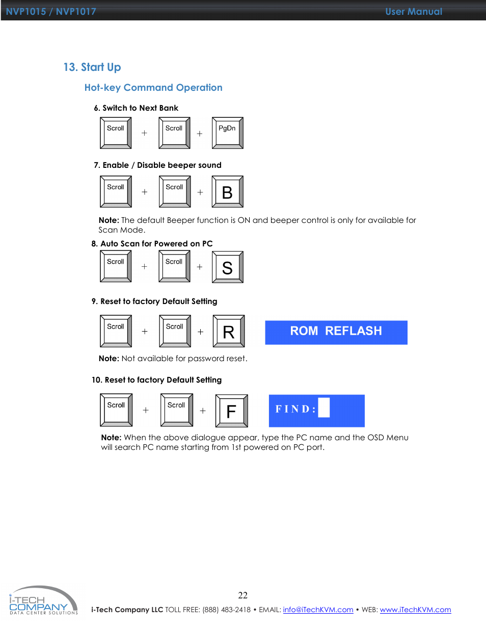 Start up | I-Tech Company NVP1017 User Manual | Page 23 / 33