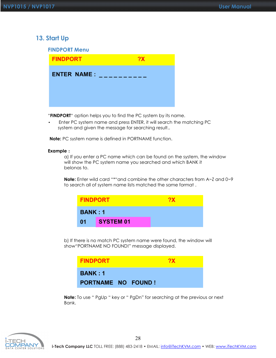 Start up | I-Tech Company NVP1017 User Manual | Page 29 / 33