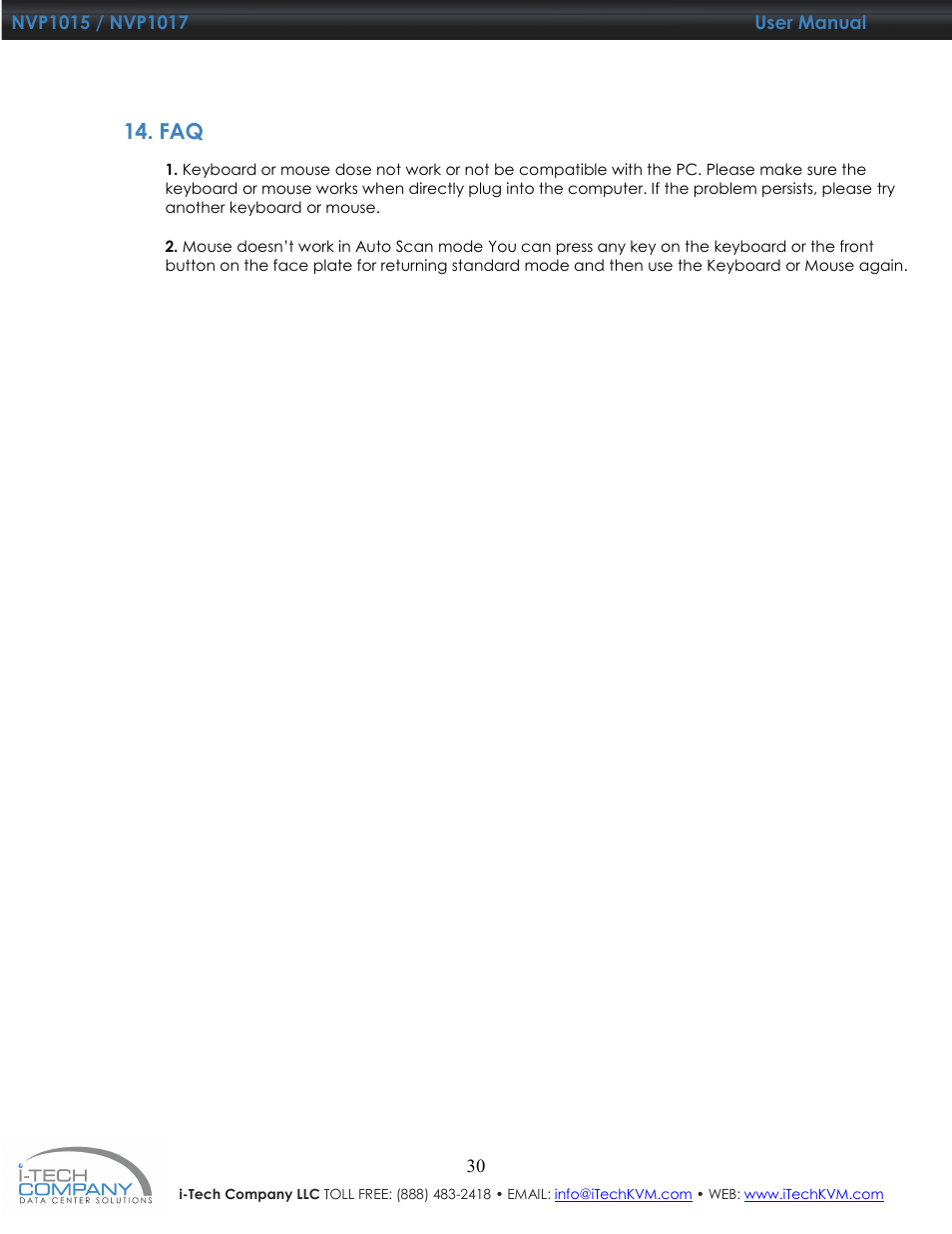 I-Tech Company NVP1017 User Manual | Page 31 / 33