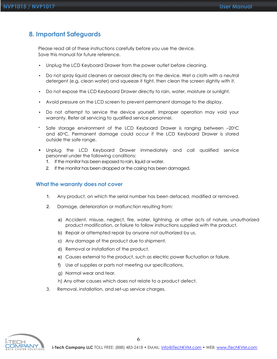 Important safeguards | I-Tech Company NVP1017 User Manual | Page 7 / 33