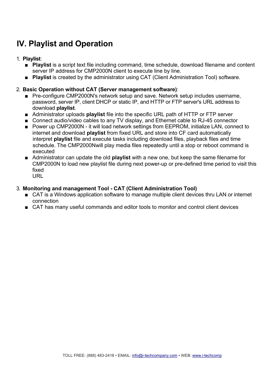 Iv. playlist and operation | I-Tech Company CMP2000N User Manual | Page 4 / 39