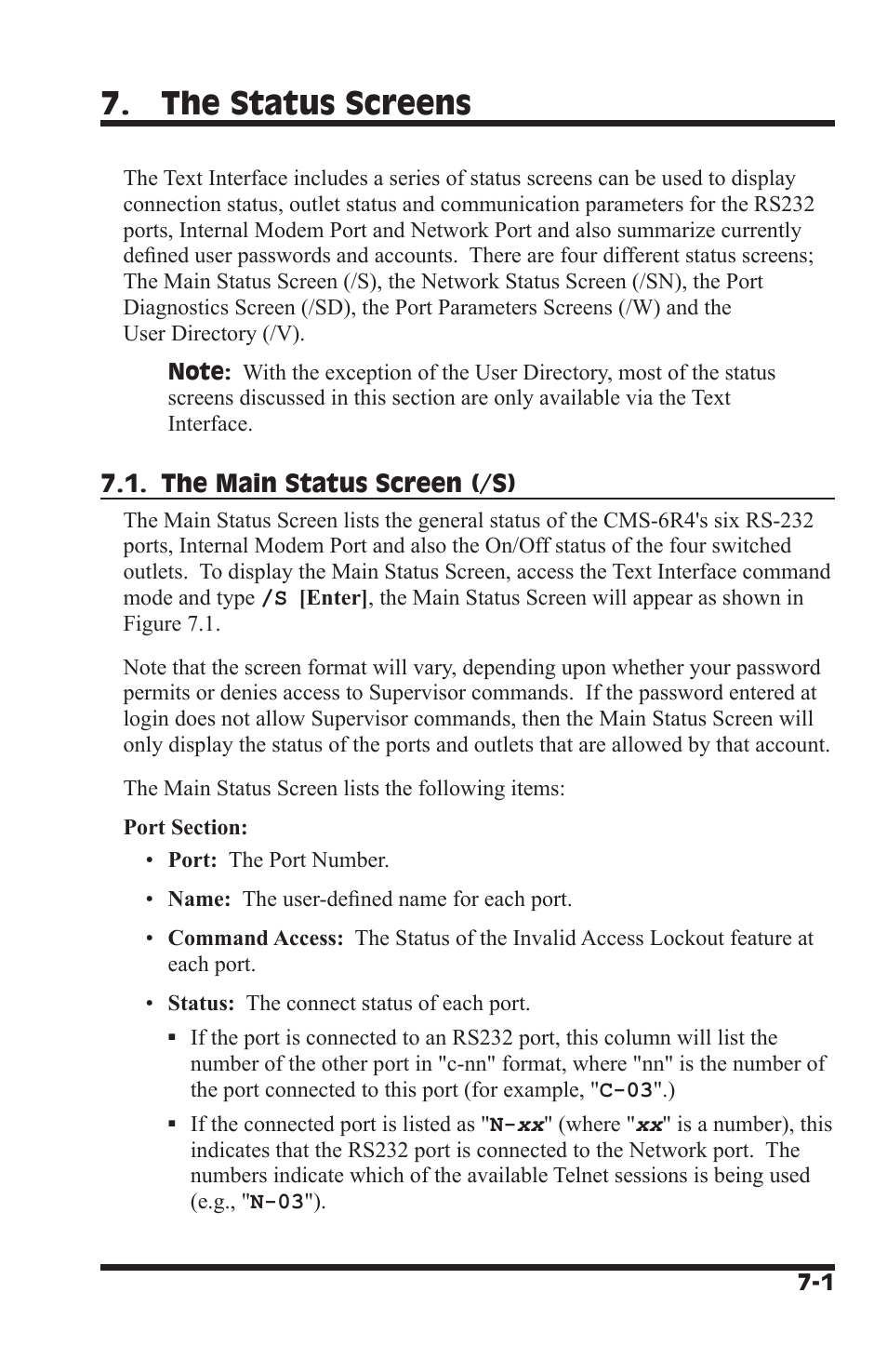 The status screens | I-Tech Company CMS 6R4 Series User Manual | Page 87 / 123