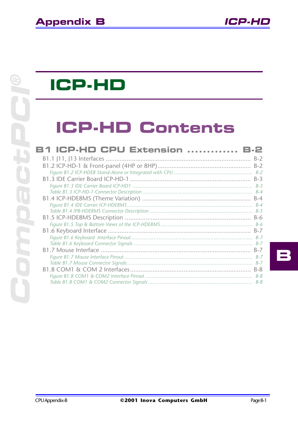 Icp-hd contents, Compactpci, B icp-hd icp-hd contents | Inova High Performance CPU board ICP-PII User Manual | Page 67 / 94