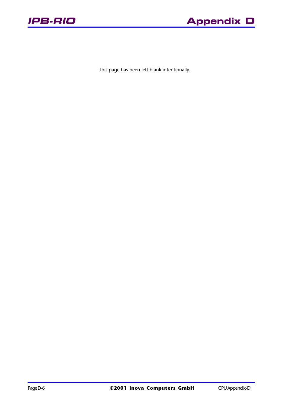 Ipb-rio, Appendix d | Inova High Performance CPU board ICP-PII User Manual | Page 94 / 94