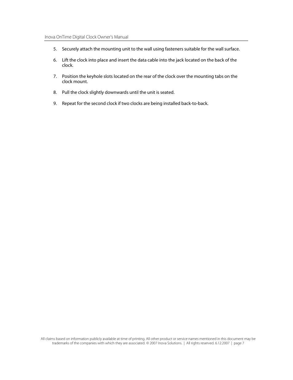 Inova OnTimeTM User Manual | Page 12 / 34