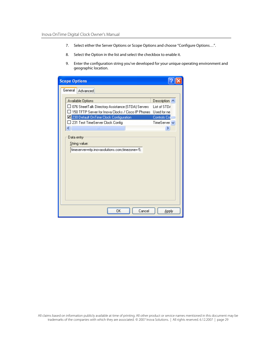 Inova OnTimeTM User Manual | Page 34 / 34