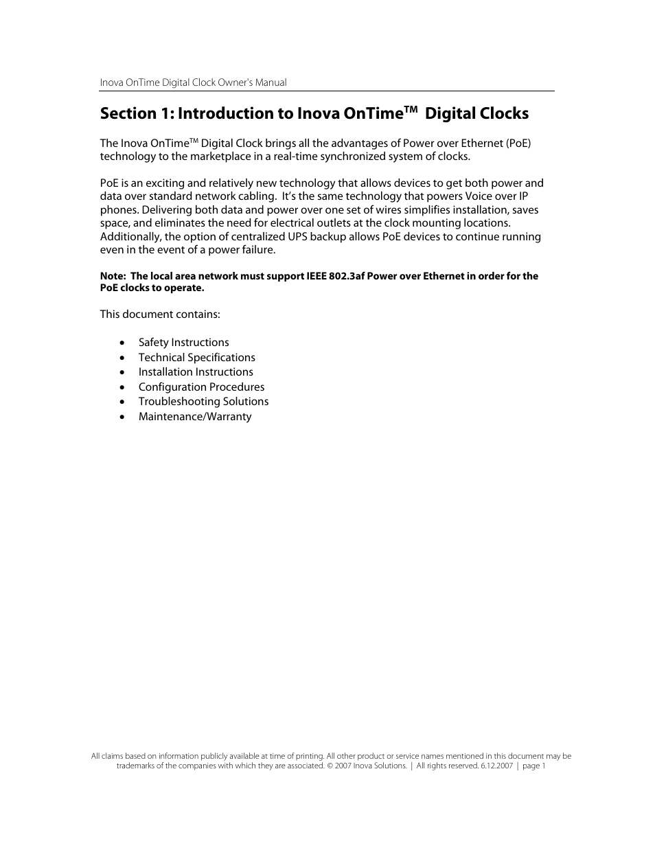 Digital clocks | Inova OnTimeTM User Manual | Page 6 / 34