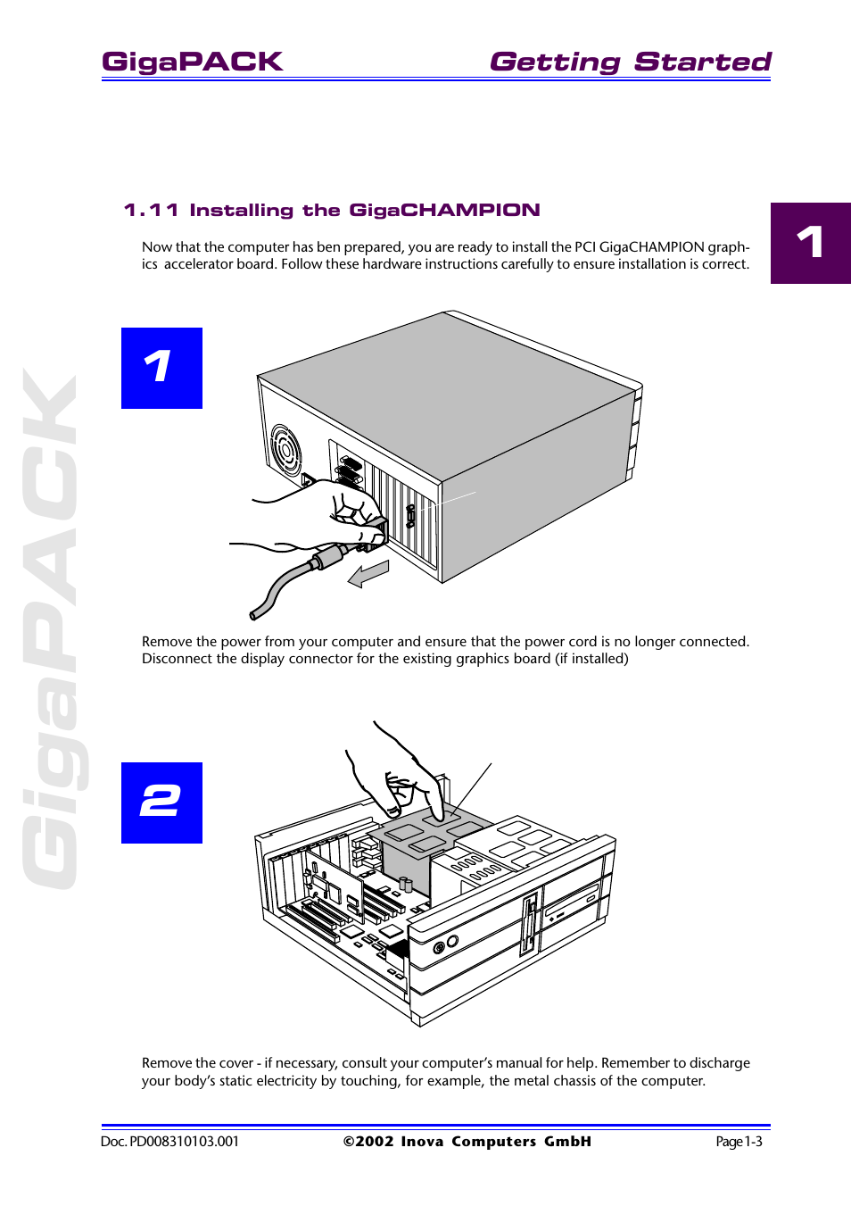 11 installing the gigachampion, 11 installing the gigachampion -3, Gigapack | Inova GigaHub PD008310103.001 AB User Manual | Page 10 / 31