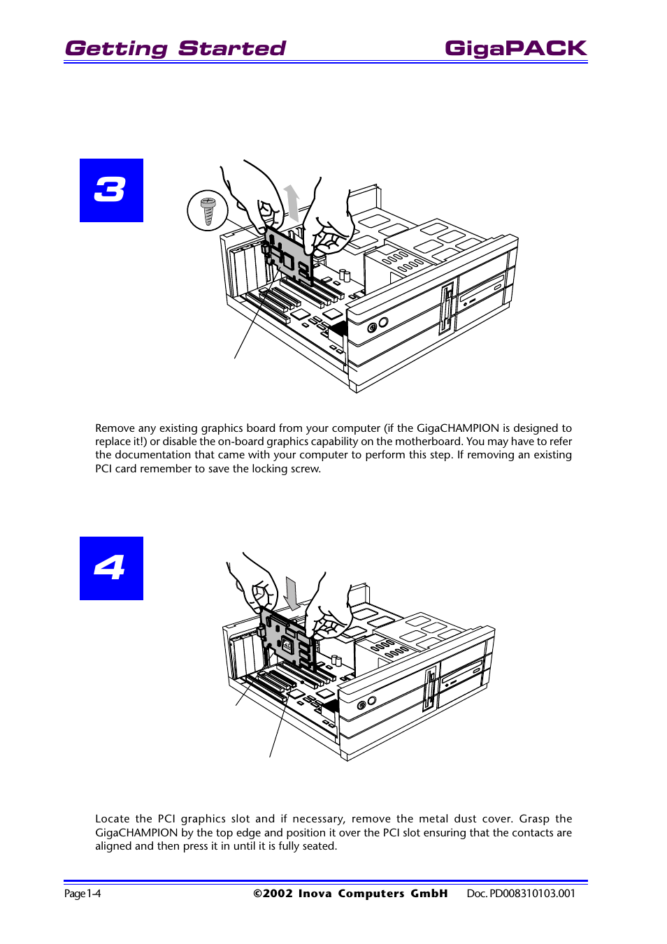 Getting started, Gigapack | Inova GigaHub PD008310103.001 AB User Manual | Page 11 / 31