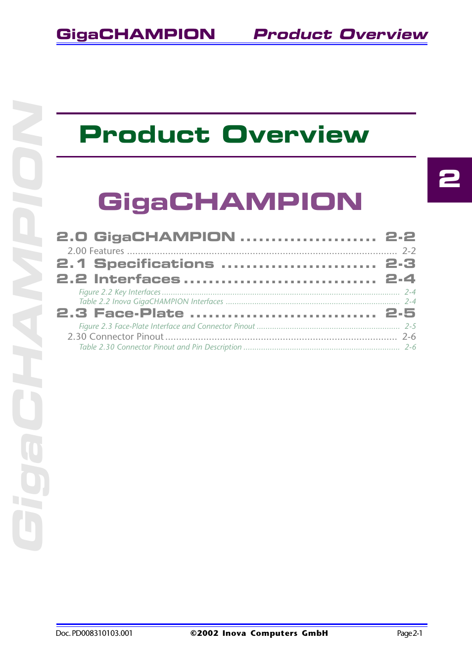 Gigachampion, Product overview gigachampion | Inova GigaHub PD008310103.001 AB User Manual | Page 14 / 31