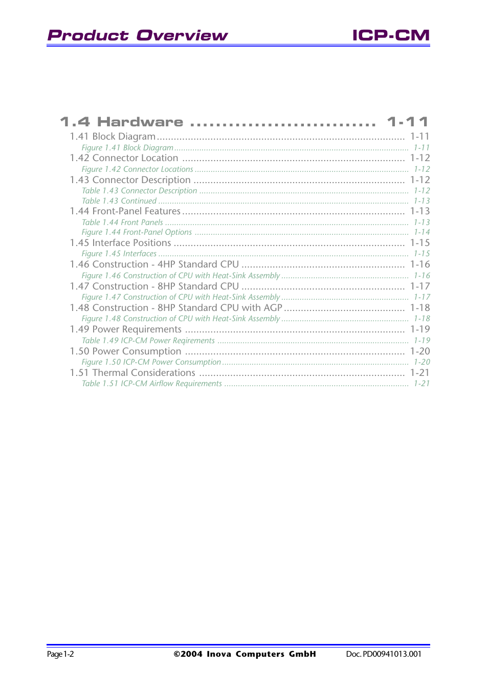 Product overview, Icp-cm, 4 hardware -11 | Inova PD00941013.001 User Manual | Page 12 / 103
